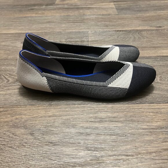 Rothy's Captoe Black White Buffalo Plaid Slip On Flats Shoes Retired Size 10.5 - Picture 4 of 13
